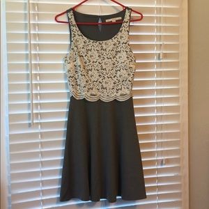 Grey dress with white lace